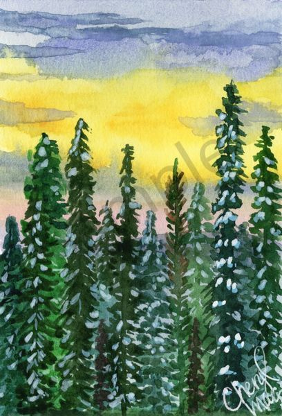 sunrise snowy trees 