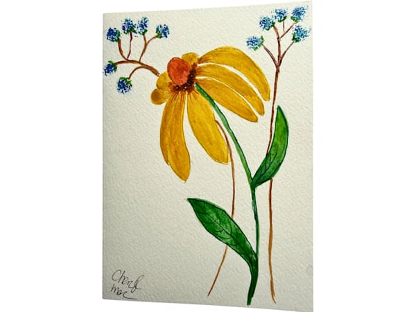 Yellow Daisy Watercolour card 
