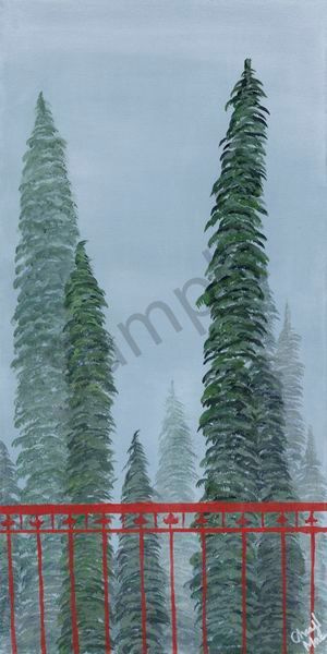 Foggy Trees: Serene Landscape Art