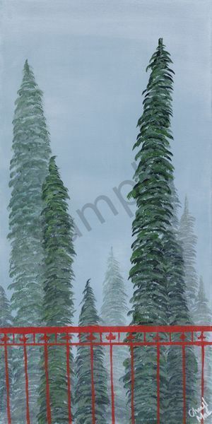 Foggy Trees: Serene Landscape Art