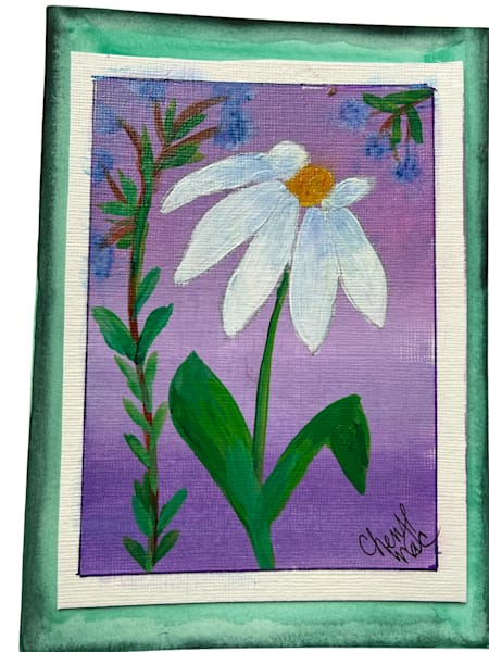 Acrylic white daisy flower card