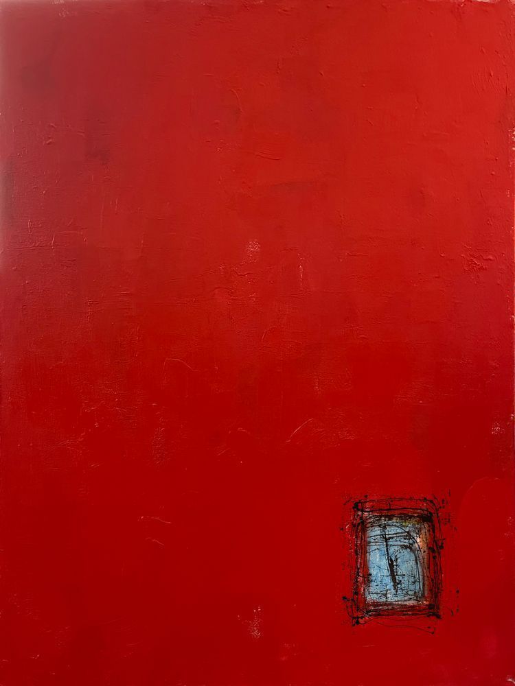 Red Wall With Window Art | Abstract Art by Brian Kirchoff