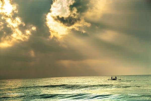 Fiery Sky, Emerald Sea — Fishermen at Sunrise