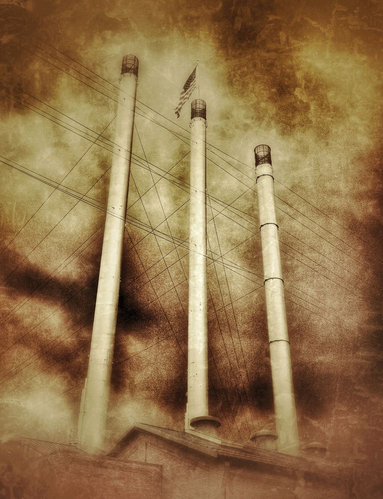 'smokestacks In Sepia' Photography Art | brubakerfineartphotography