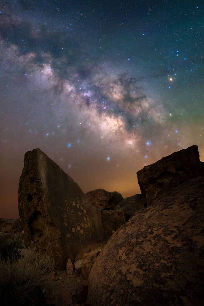 13 Moons - Ancient Petroglyphs under the eternal Milky Way core.