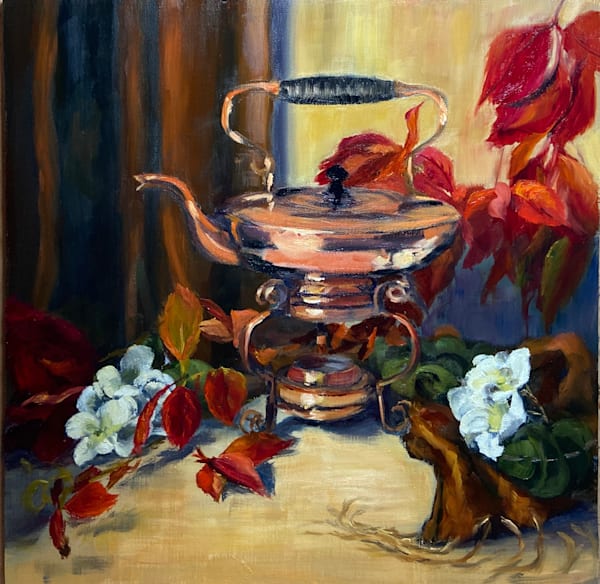 Copper Kettle On A Stand Art | Sarah Lucy Lee