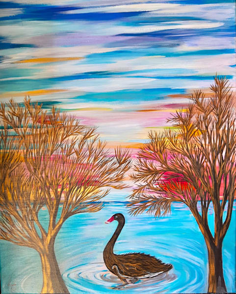 Painting Of A Black Swan Lynda Carter Art | Lynda Carter Artist