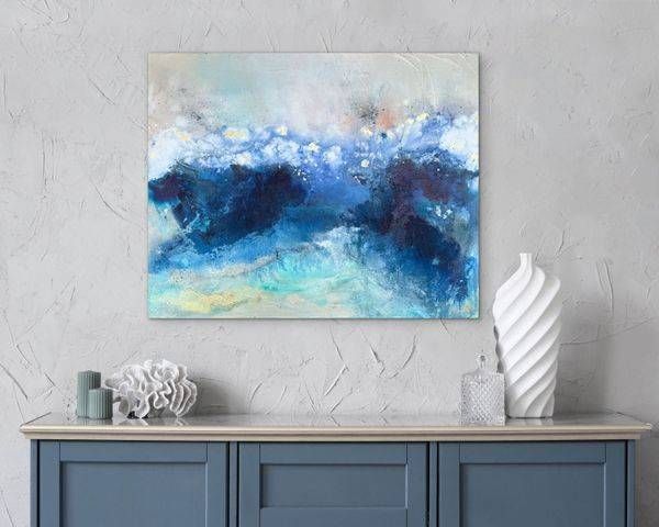 Where Moonbeams Dance On Indigo Shores 1   Reserve Gold Edition On Canvas Art | Olivia Alexander Art