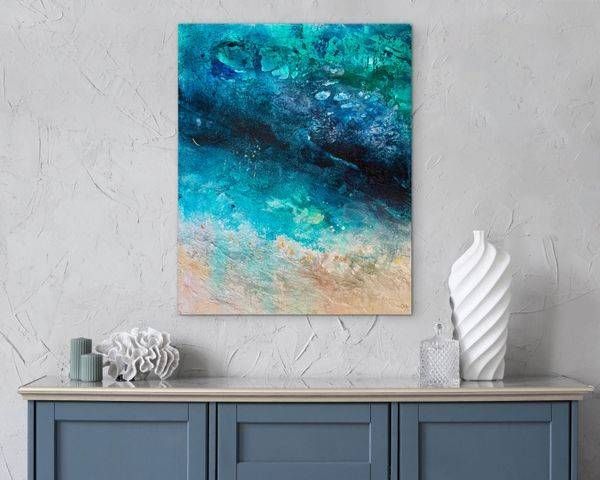 Where Moonbeams Dance On Indigo Shores 2   Reserve Gold Edition Art | Olivia Alexander Art