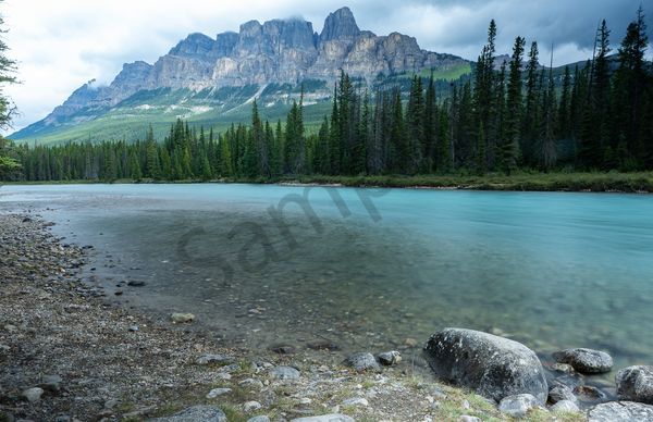 Castle Mountain over the Bow River