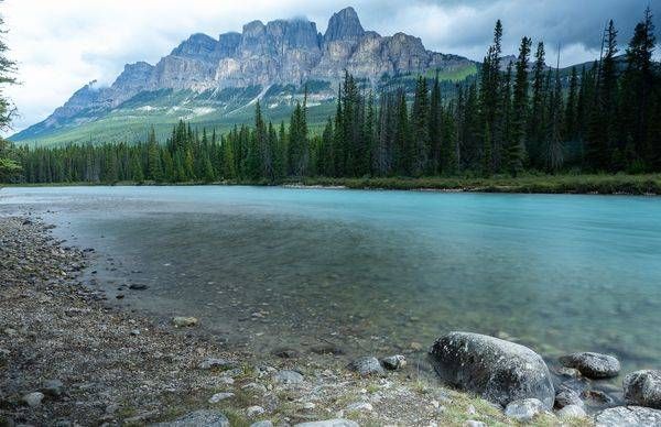 Castle Mountain over the Bow River