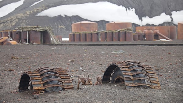 Rusting Whaling Station Relics on Deception Island, Antarctica | Historical Ruins