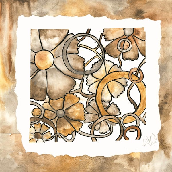 Circles Of Copper: A Quiet Floral Constellation Art | Glass Ark Studios