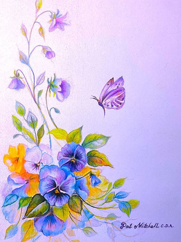 Delicate Pansies Art | patmitchellprintstudio.com