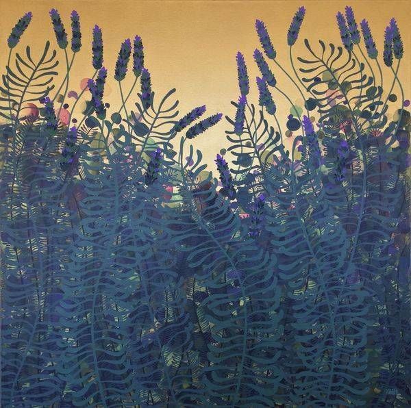 Lavender with a Gold Sky I