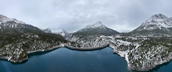 Lake Lago Cancano in Winter to the Dam