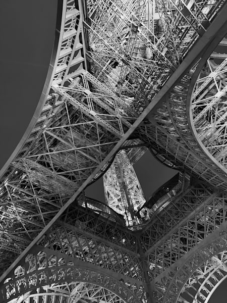 Eiffel Tower Abstract at Night BW