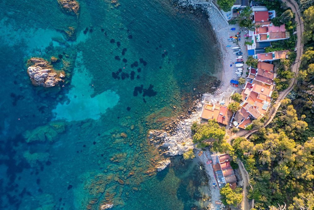 Fishermen’s Shore - Aerial view of fisherman houses on the beach near Palamós