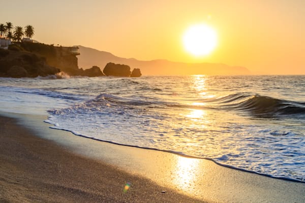 Golden Reflections - Mediterranean seascape with soft reflections and warm tones