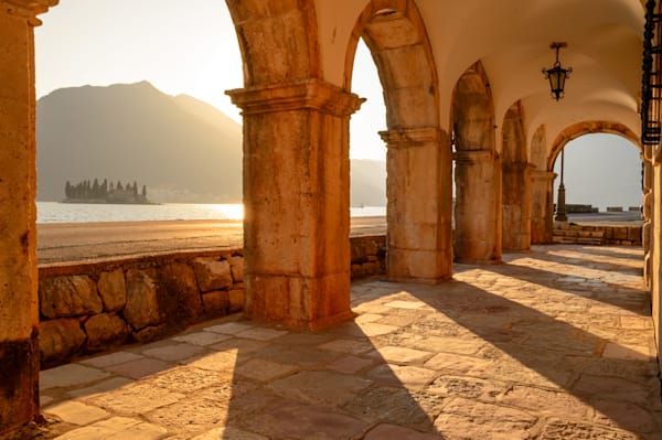 The Calm Bay - Mediterranean-style wall art with depth and warm light
