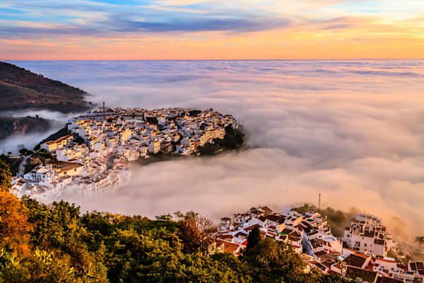 The Village in the Sky - Mediterranean village captured above clouds and sea