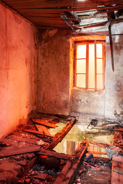 The Red Room - Atmospheric interior with decay, texture, and dramatic lighting