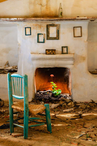Time - Conceptual photograph of an abandoned room reactivated with light and objects