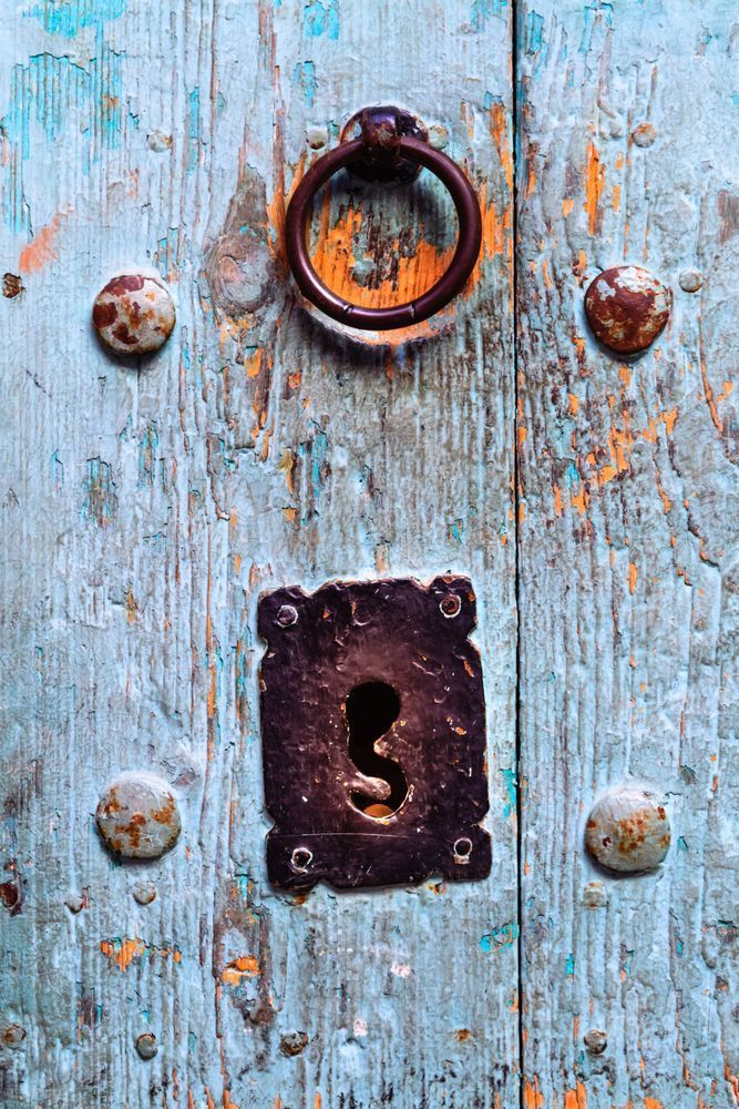 Time in Wood - Abstract composition of wood, metal, and Mediterranean tones