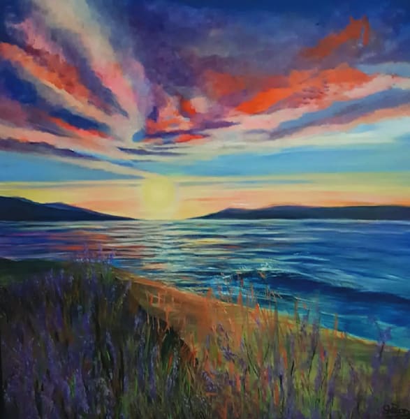 SPIRITUAL   Trio of seascapes/purple and reds
