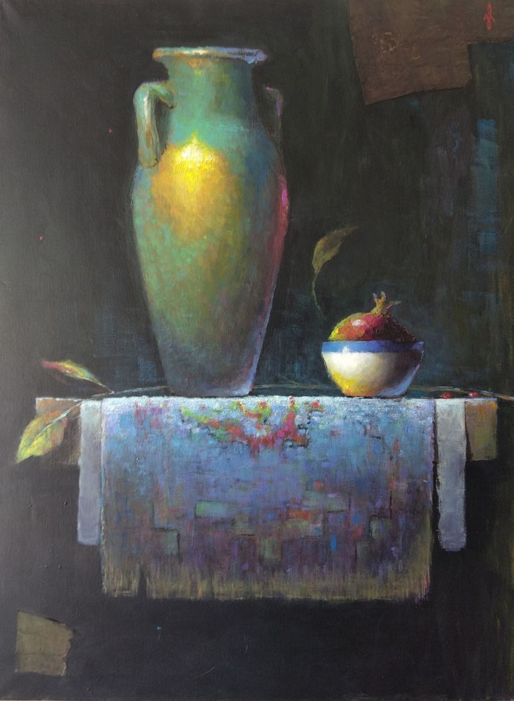 Still Liffe With Pomegranate And Drapery Art | Zahirovic Art