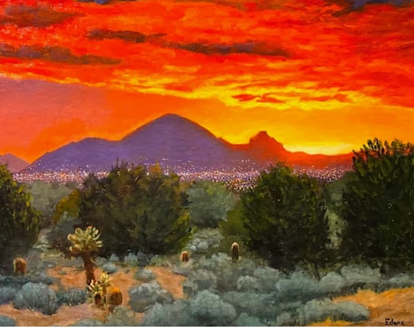 Sunset Behind Camelback Mountain In Arizona Art | Gary Edens