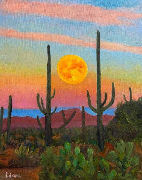 Moon Over Arizona Desert Art | Gary Edens