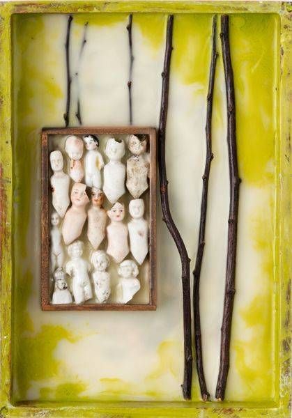 Assemblage With Encaustic Colors