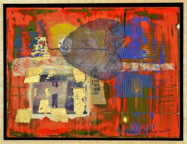 Encaustic Collage On Wood Panel