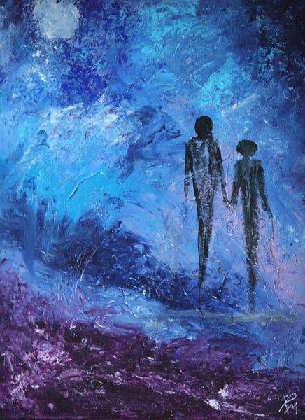 NIGHTLY STROLL. 16X18 ACRYLIC $1200