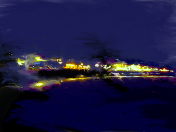 Harbor Promenade At Night Art | Photollusion-KR