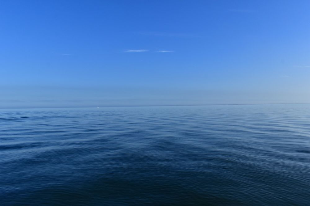 Just blue, seaside, landscape, calm, blue, waters, clear, skies
