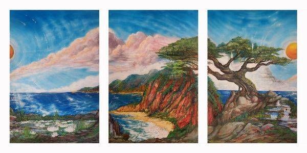 Triptych Sea, Cliff & Tree Art | StormCloud Images