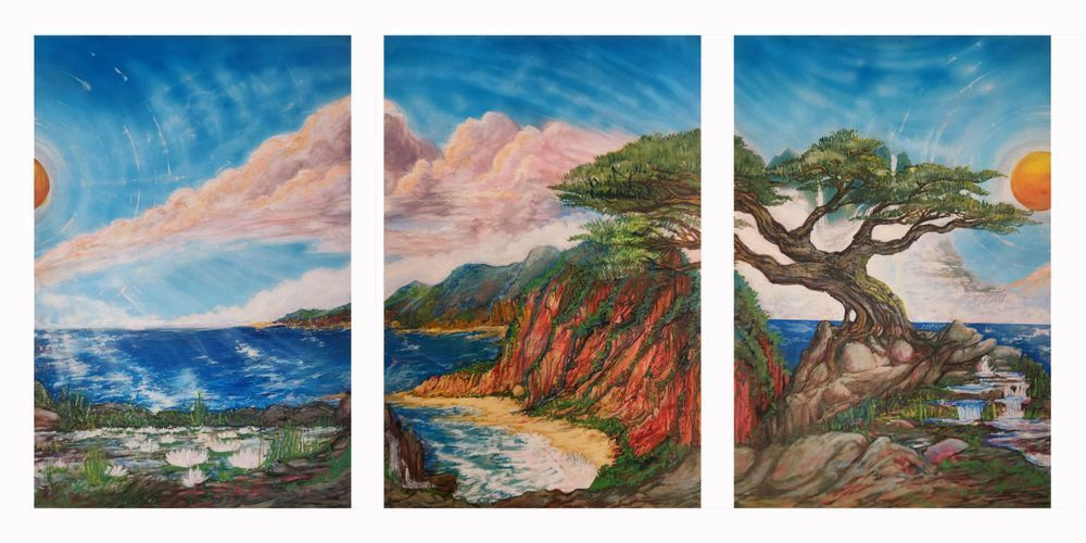Triptych Sea, Cliff & Tree Art | StormCloud Images