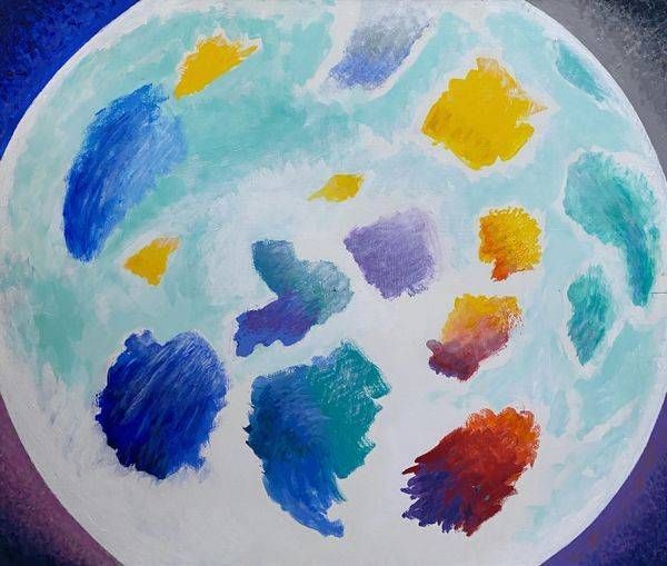 White Globe With Colored Vortex Art | Howard B Marshall Artworks