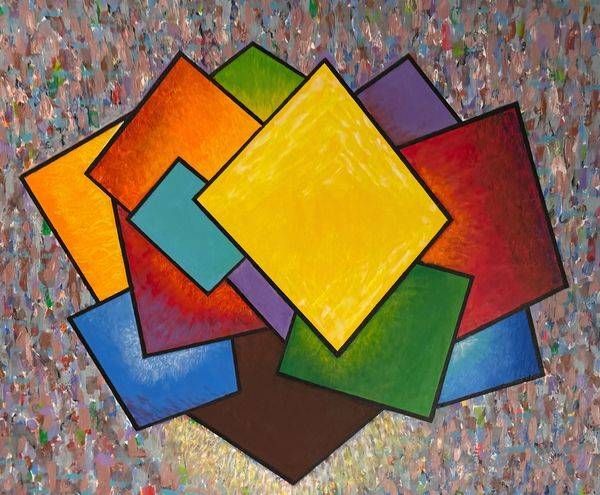 Yellow Square On Multicolored Squares Art | Howard B Marshall Artworks