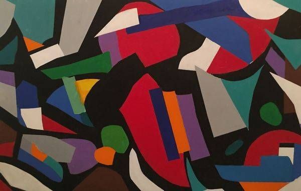 Irregular Colored Shapes On Black Art | Howard B Marshall Artworks