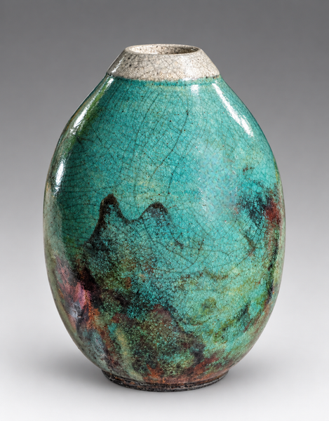 Teal Copper Flash Raku Vase | Zane Artworks