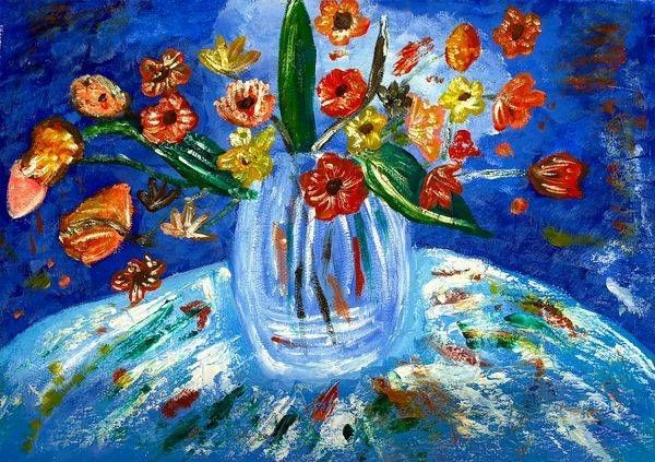 Blue Vase Bouquet Art | Tania Paige Designs