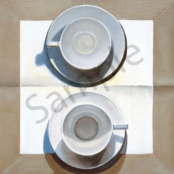 2 Large Cups On Linen Art | Courtney Miller Bellairs Artist