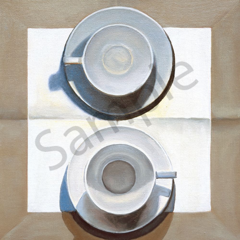 2 Large Cups On Linen Art | Courtney Miller Bellairs Artist