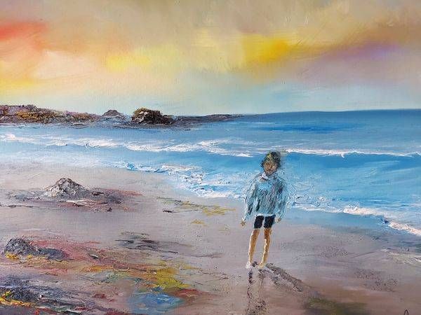 Kid On Beach Art | MOLPRINTART