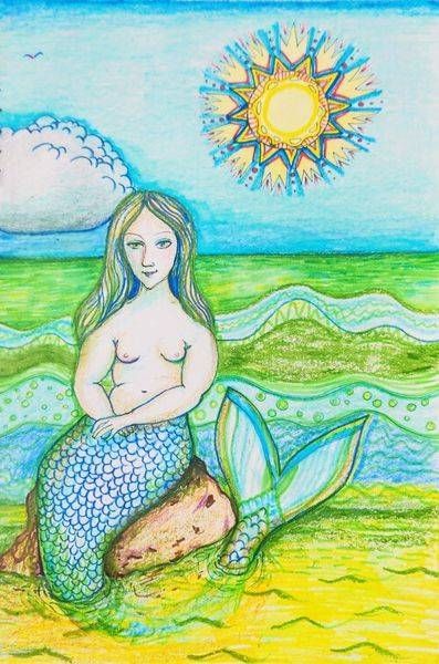 mermaid with sun