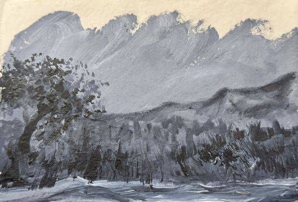 Monochrome Snowy Mountain Landscape
