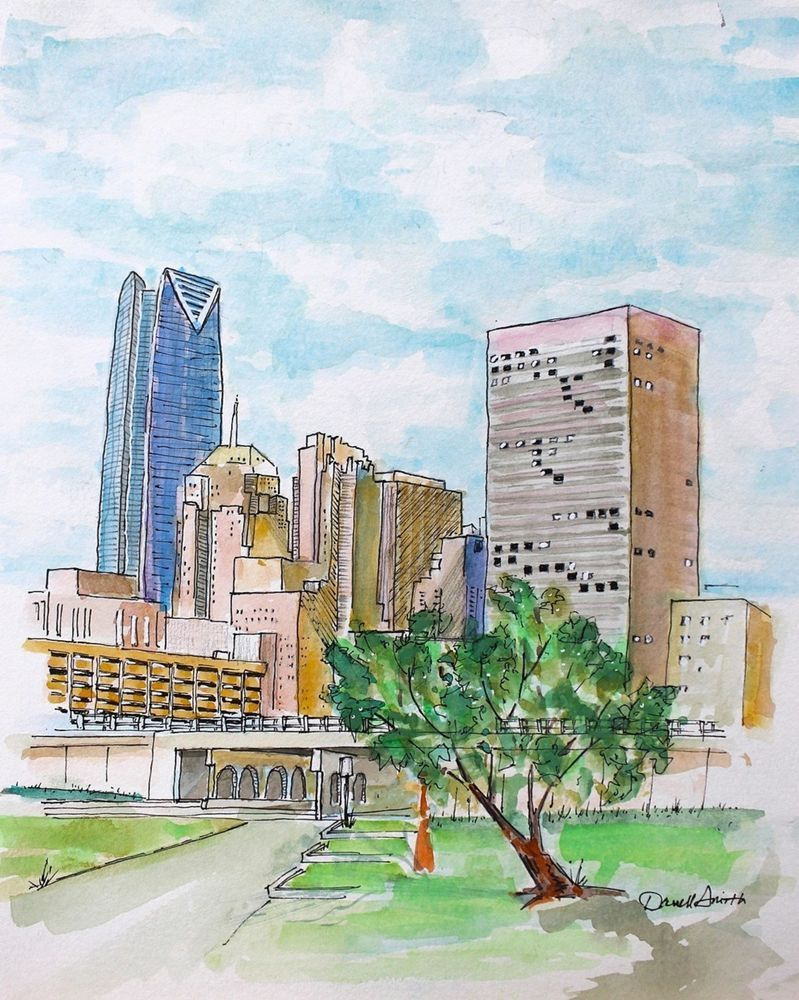 Oklahoma City Skyline With Tree Art | Street Smarts Gallery